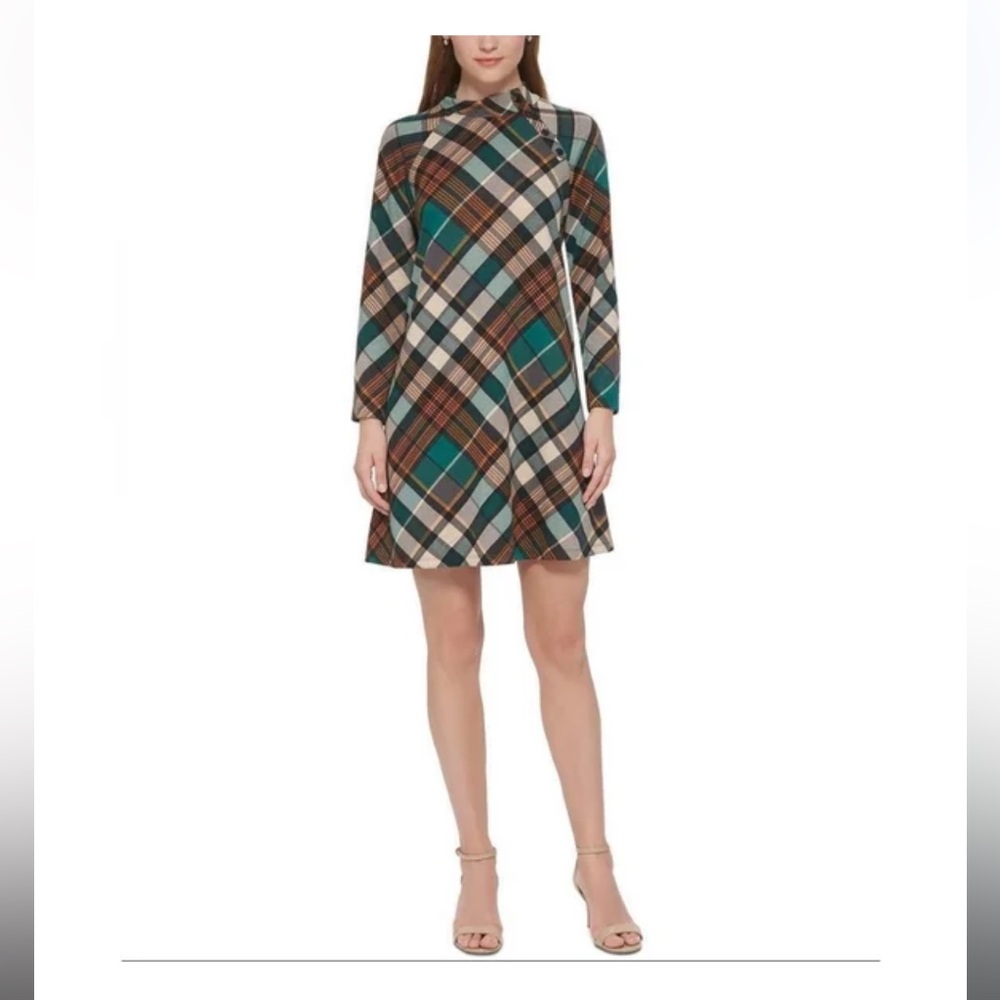 Jessica Howard Multicolor Plaid Long Sleeve Dress